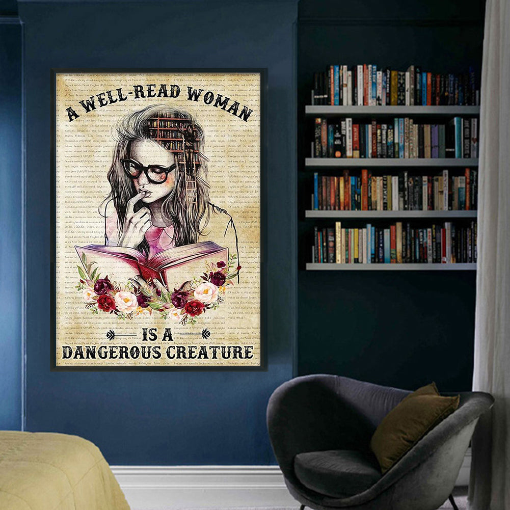 Girl Reading - 11CT Stamped Cross Stitch 40*60CM