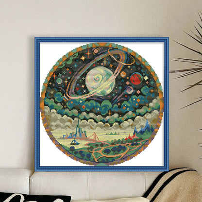Starry Sky 2 - 14CT Stamped Cross Stitch 34*34CM(Joy Sunday)