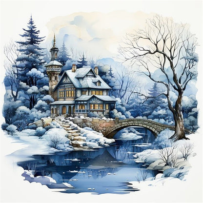 Seasonal Scenery: Winter - 11CT Stamped Cross Stitch 50*50CM
