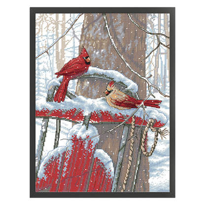 A Pair Of Snowbirds - 14CT Stamped Cross Stitch 33*44CM(Joy Sunday)