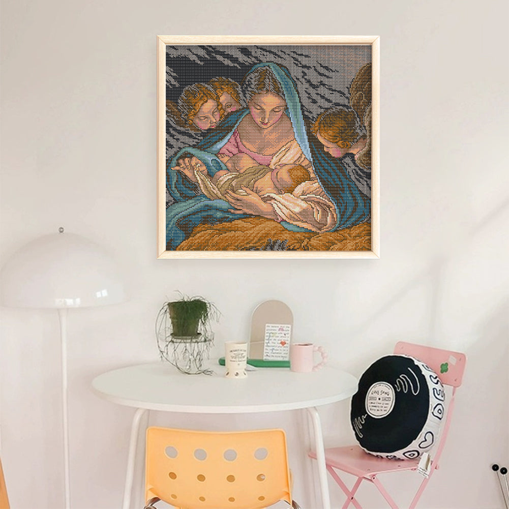 Angel'S Birth - 14CT Stamped Cross Stitch 38*38CM(Joy Sunday)