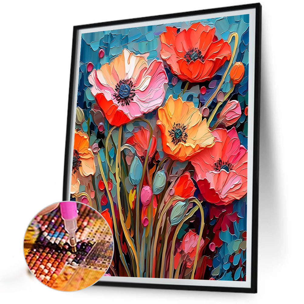 Poppy Flower - Full Round Drill Diamond Painting 40*50CM