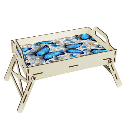 DIY Diamond Painted Dining Plate with Handle Wooden Food Tray Home Decor Gift