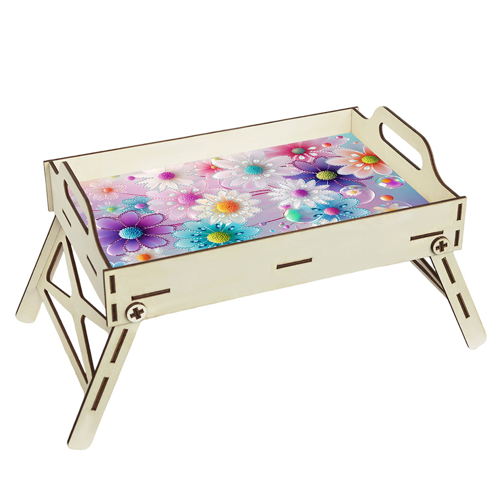 DIY Diamond Painted Dining Plate with Handle Wooden Food Tray Home Decor Gift