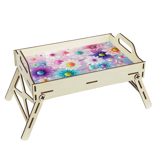 DIY Diamond Painted Dining Plate with Handle Wooden Food Tray Home Decor Gift