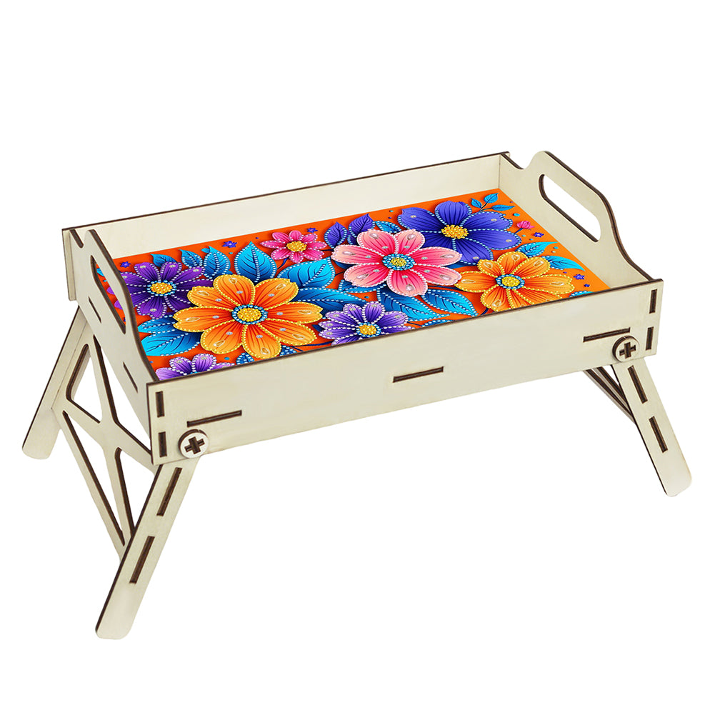 DIY Diamond Painted Dining Plate with Handle Wooden Food Tray Home Decor Gift