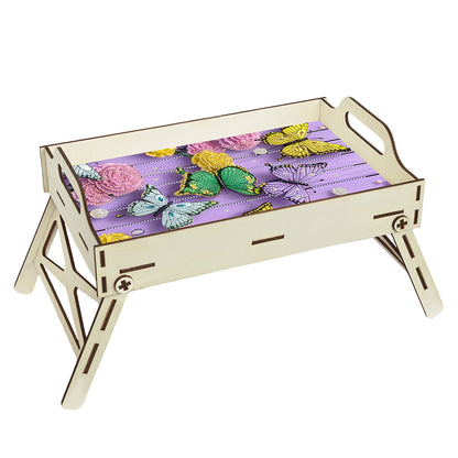 DIY Diamond Painted Dining Plate with Handle Wooden Food Tray Home Decor Gift