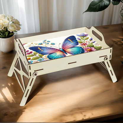 DIY Diamond Painted Dining Plate with Handle Wooden Food Tray Home Decor Gift