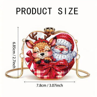 Deer and Santa DIY Diamond Painting Shoulder Bag for Coins Lipstick Earphones