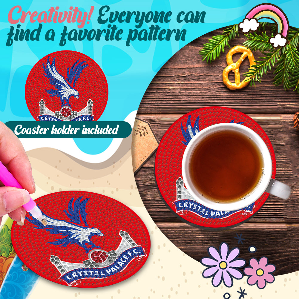 6pcs Crystal FC DIY Diamond Painting Coasters Kit with Holder for Adult Beginner
