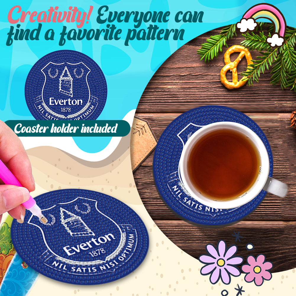 6pcs Everton FC DIY Diamond Painting Coasters Kit with Holder for Adult Beginner