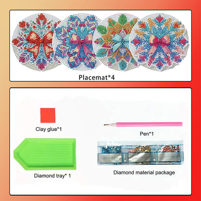4pcs Christmas Diamond Art Coasters Kits for Home Party and Holiday Decorations