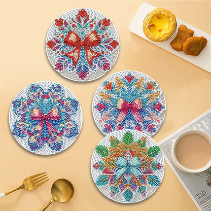 4 PCS Christmas Snowflake Diamond Painting Placemat Kit for Home Kitchen Parties