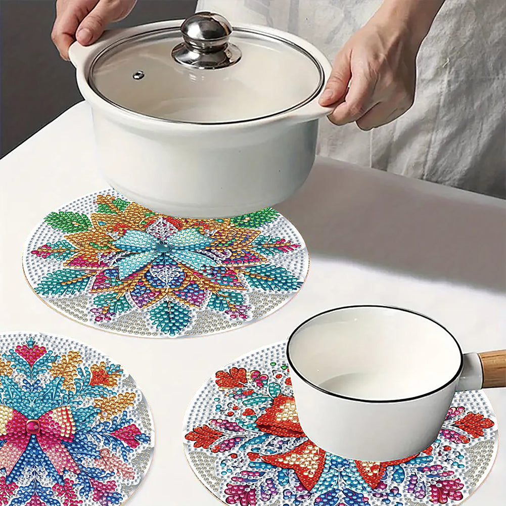 4pcs Christmas Diamond Art Coasters Kits for Home Party and Holiday Decorations