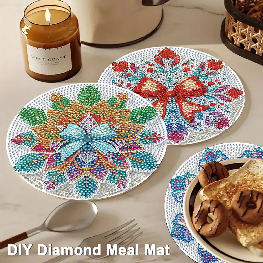 4 PCS Christmas Snowflake Diamond Painting Placemat Kit for Home Kitchen Parties