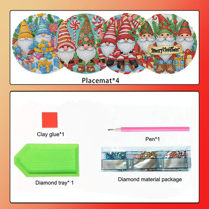 4pcs Christmas Diamond Art Coasters Kits for Home Party and Holiday Decorations