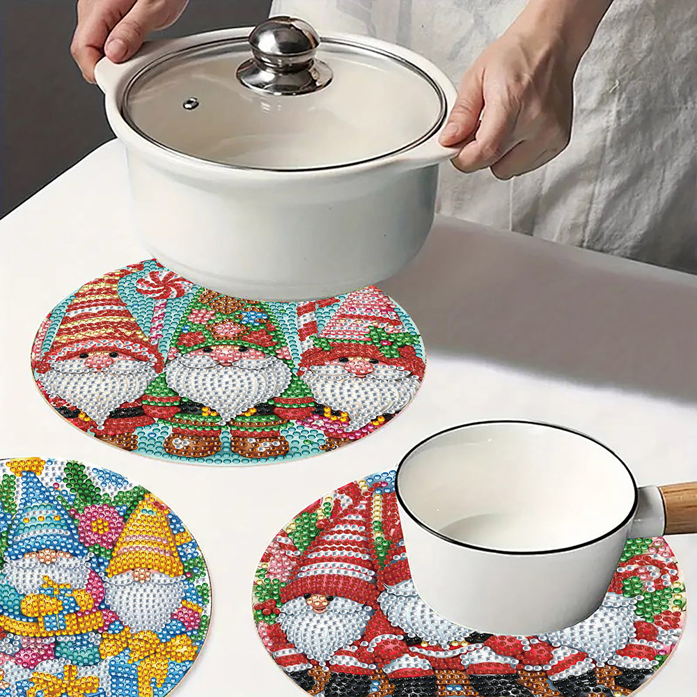 4pcs Christmas Diamond Art Coasters Kits for Home Party and Holiday Decorations
