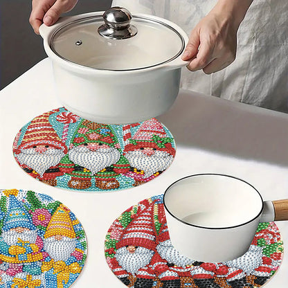4pcs Christmas Diamond Art Coasters Kits for Home Party and Holiday Decorations