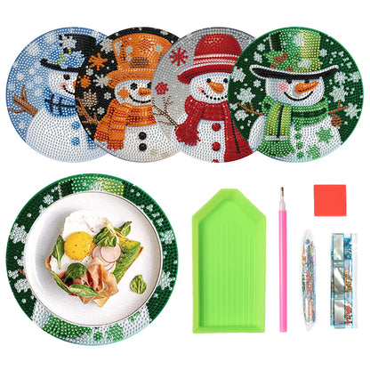 4pcs Christmas Diamond Art Coasters Kits for Home Party and Holiday Decorations