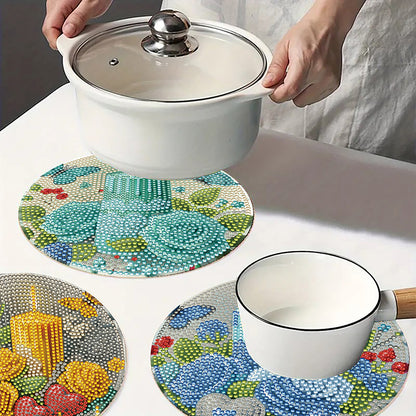 4 PCS Christmas Candle Diamond Painting Placemat Kit for Home Kitchen Parties