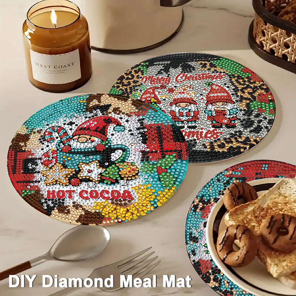 4 PCS Christmas Diamond Painting Placemat Kit for Home Kitchen Parties   Camping