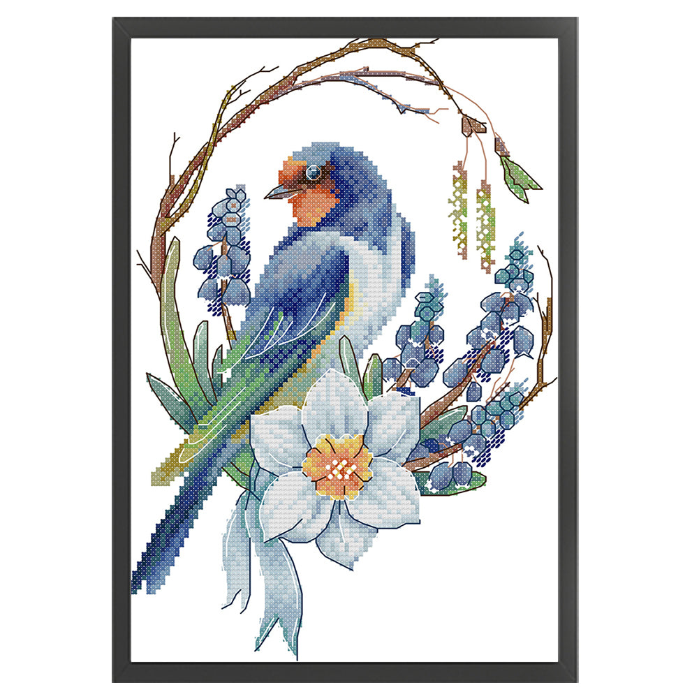 Bird Wreath - 14CT Counted Cross Stitch 21*31CM(Joy Sunday)