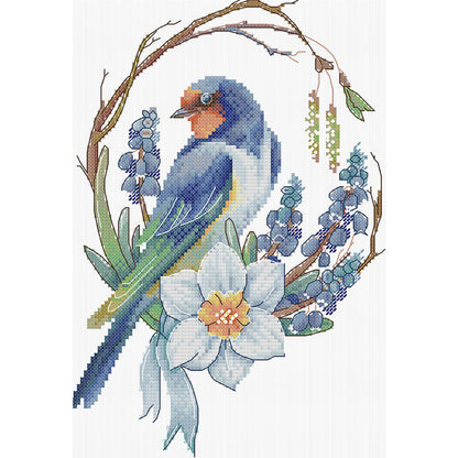Bird Wreath - 14CT Counted Cross Stitch 21*31CM(Joy Sunday)