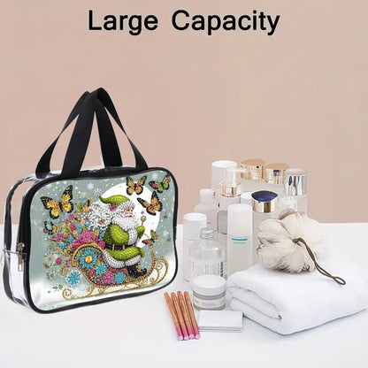 DIY Santa Claus Diamond Painting Bling Rhinestone Makeup Bag Large Storage Bag