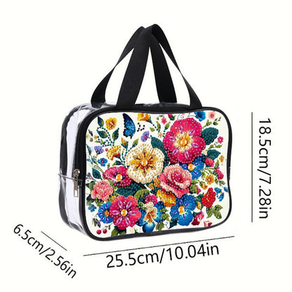 DIY Flower Diamond Painting Bling Rhinestone Makeup Bag Large Storage Bag