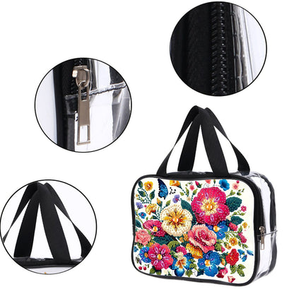 DIY Flower Diamond Painting Bling Rhinestone Makeup Bag Large Storage Bag