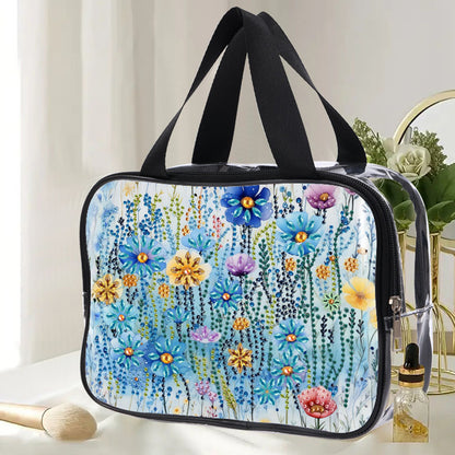 DIY Flower Diamond Painting Bling Rhinestone Makeup Bag Large Storage Bag