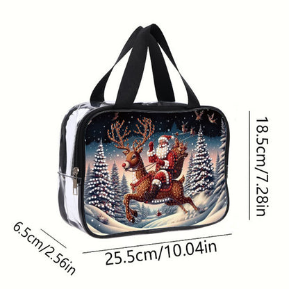 DIY Santa Claus Diamond Painting Bling Rhinestone Makeup Bag Large Storage Bag