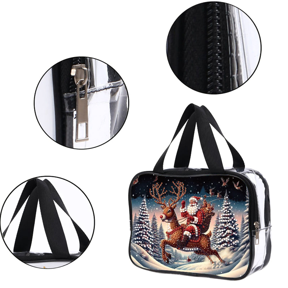 DIY Santa Claus Diamond Painting Bling Rhinestone Makeup Bag Large Storage Bag