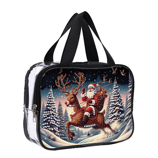 DIY Santa Claus Diamond Painting Bling Rhinestone Makeup Bag Large Storage Bag