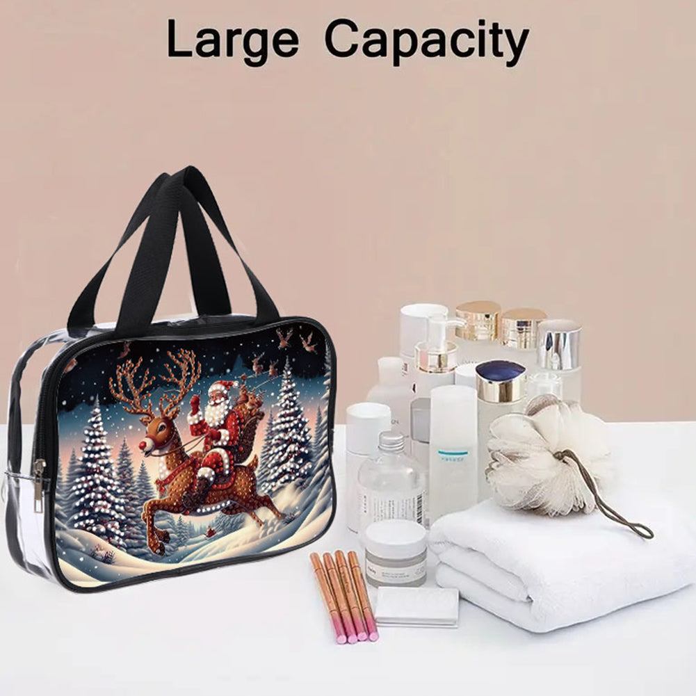 DIY Santa Claus Diamond Painting Bling Rhinestone Makeup Bag Large Storage Bag Christmas