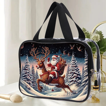 DIY Santa Claus Diamond Painting Bling Rhinestone Makeup Bag Large Storage Bag