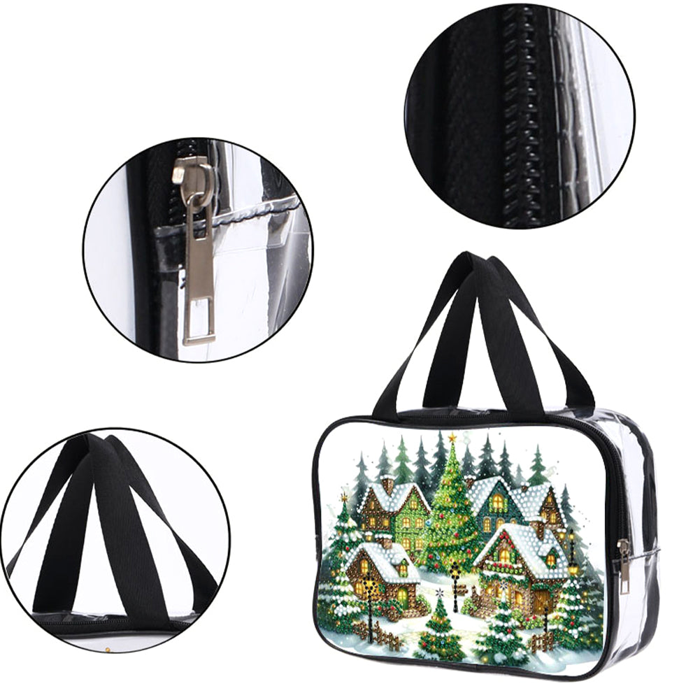 DIY Christmas House Diamond Painting Rhinestone Makeup Bag Large Storage Bag