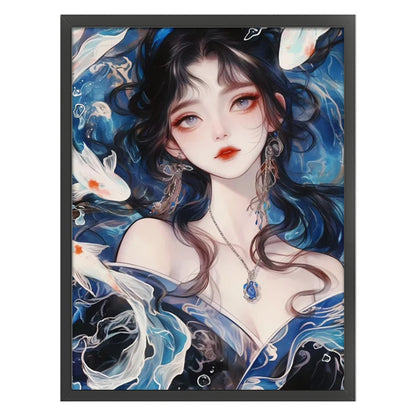Carp Girl - 11CT Stamped Cross Stitch 45*60CM