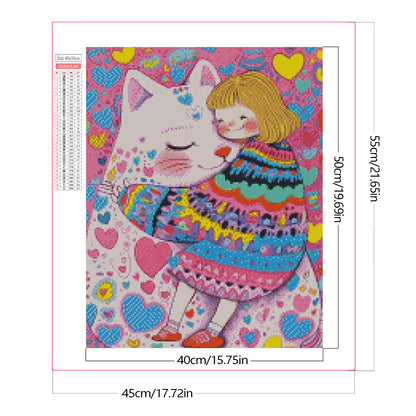 Cute Cat Girl - Full Round Drill Diamond Painting 40*50CM(Partial AB)