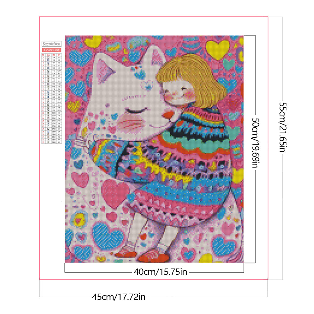Loving Cat Girl - Partial AB Full Round Drill Diamond Painting 40*50CM