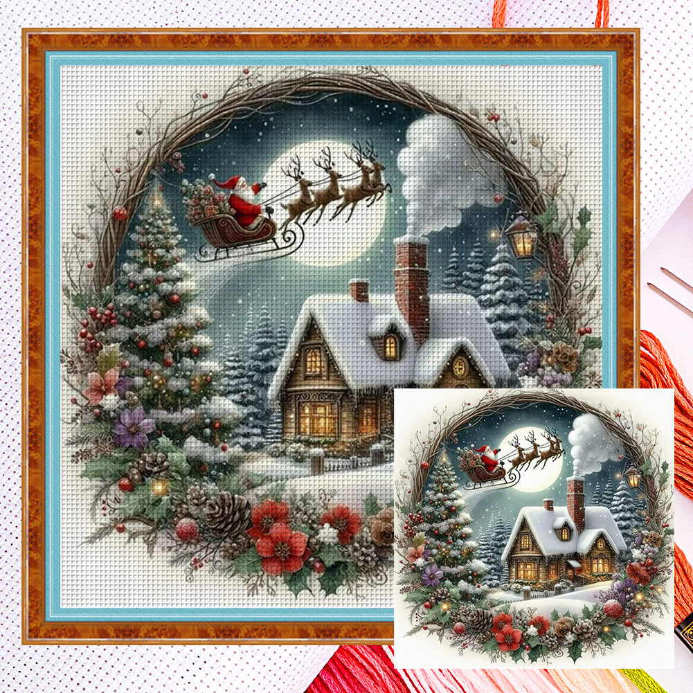 Wreath Scenery - 14CT Counted Cross Stitch 40*40CM