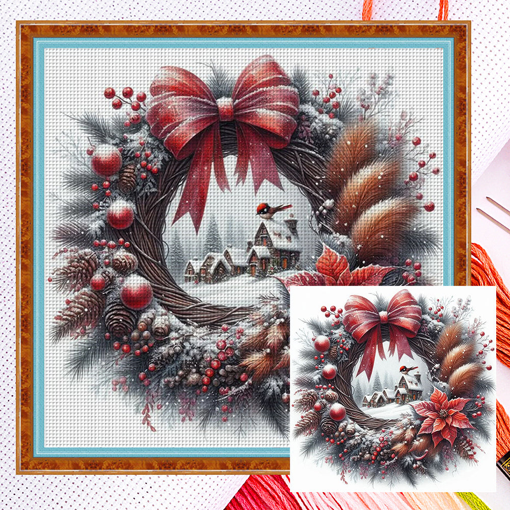 Wreath Scenery - 14CT Counted Cross Stitch 40*40CM