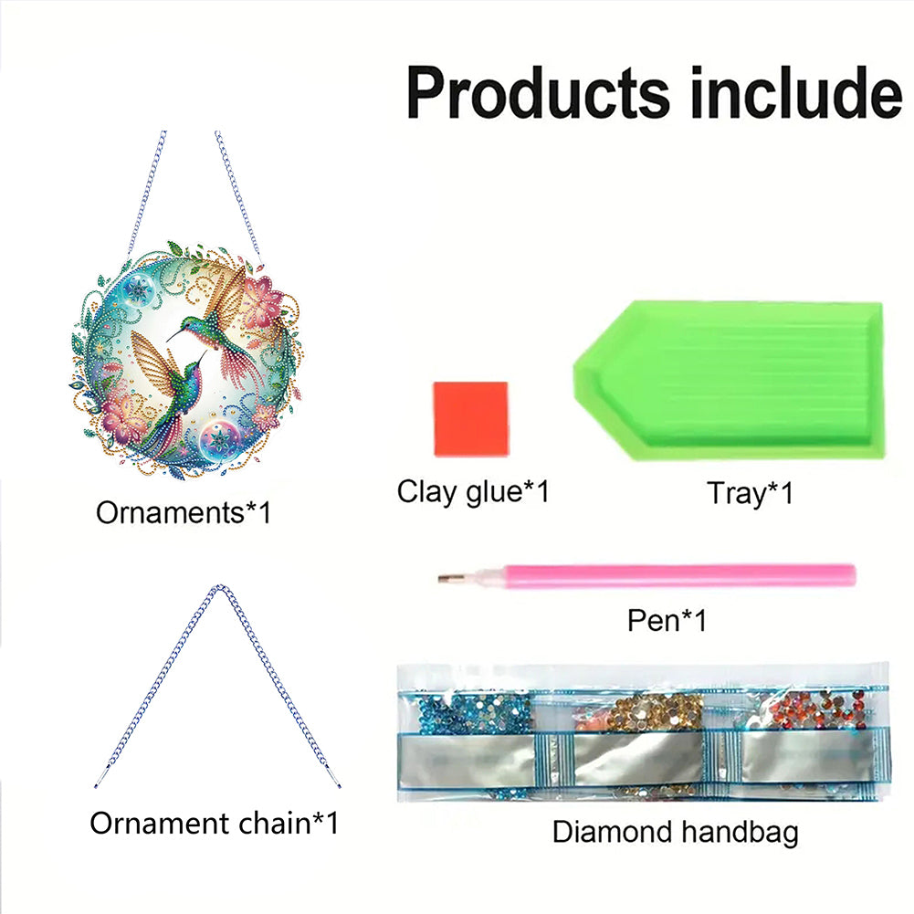 2D Flat Hummingbird DIY Diamond Art Pendant Special Shape Wall Door Decoration
