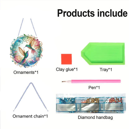 2D Flat Hummingbird DIY Diamond Art Pendant Special Shape Wall Door Decoration