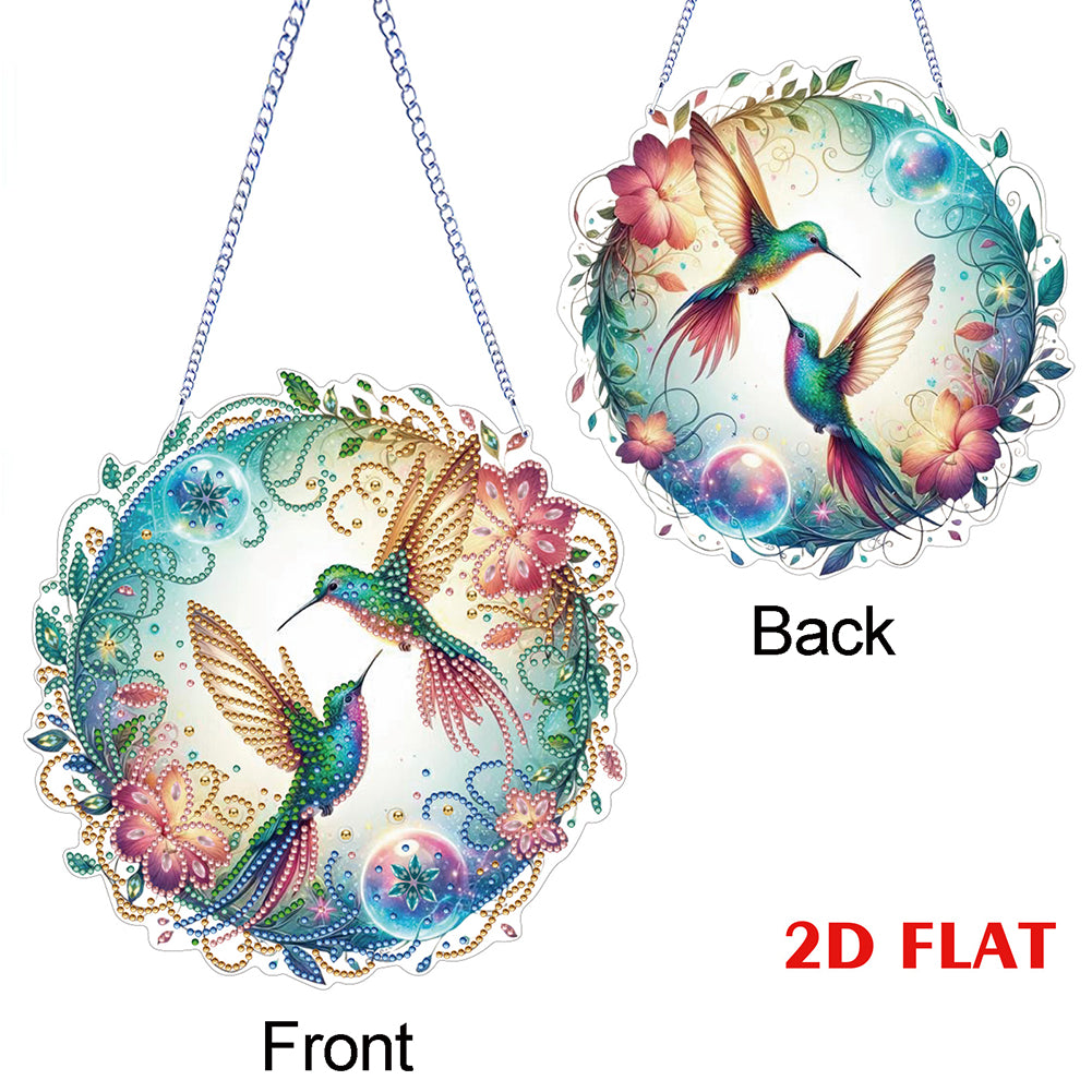2D Flat Hummingbird DIY Diamond Art Pendant Special Shape Wall Door Decoration