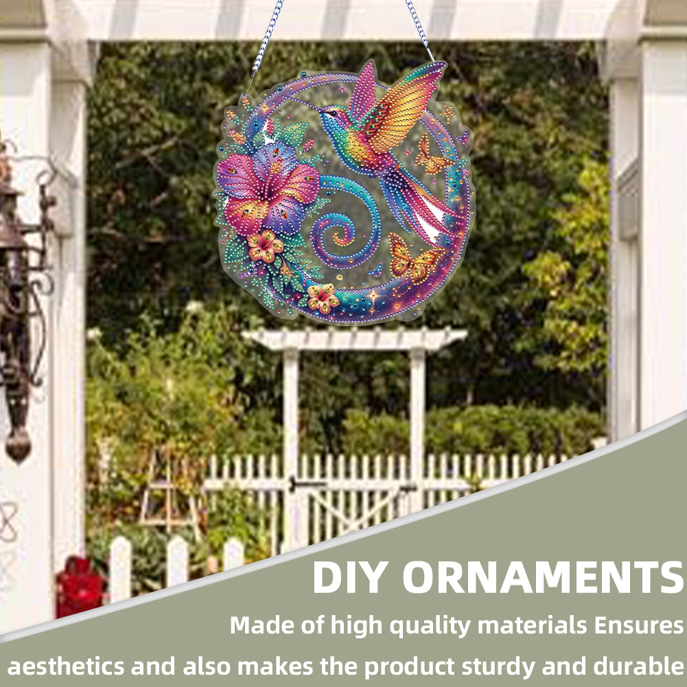 2D Flat Hummingbird DIY Diamond Art Pendant Special Shape Wall Door Decoration