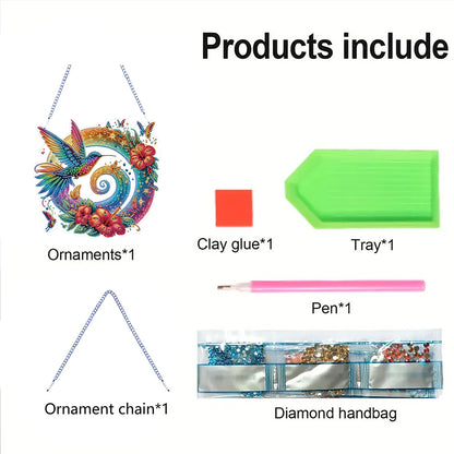 2D Flat Hummingbird DIY Diamond Art Pendant Special Shape Wall Door Decoration