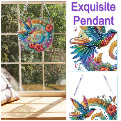 2D Flat Hummingbird DIY Diamond Art Pendant Special Shape Wall Door Decoration