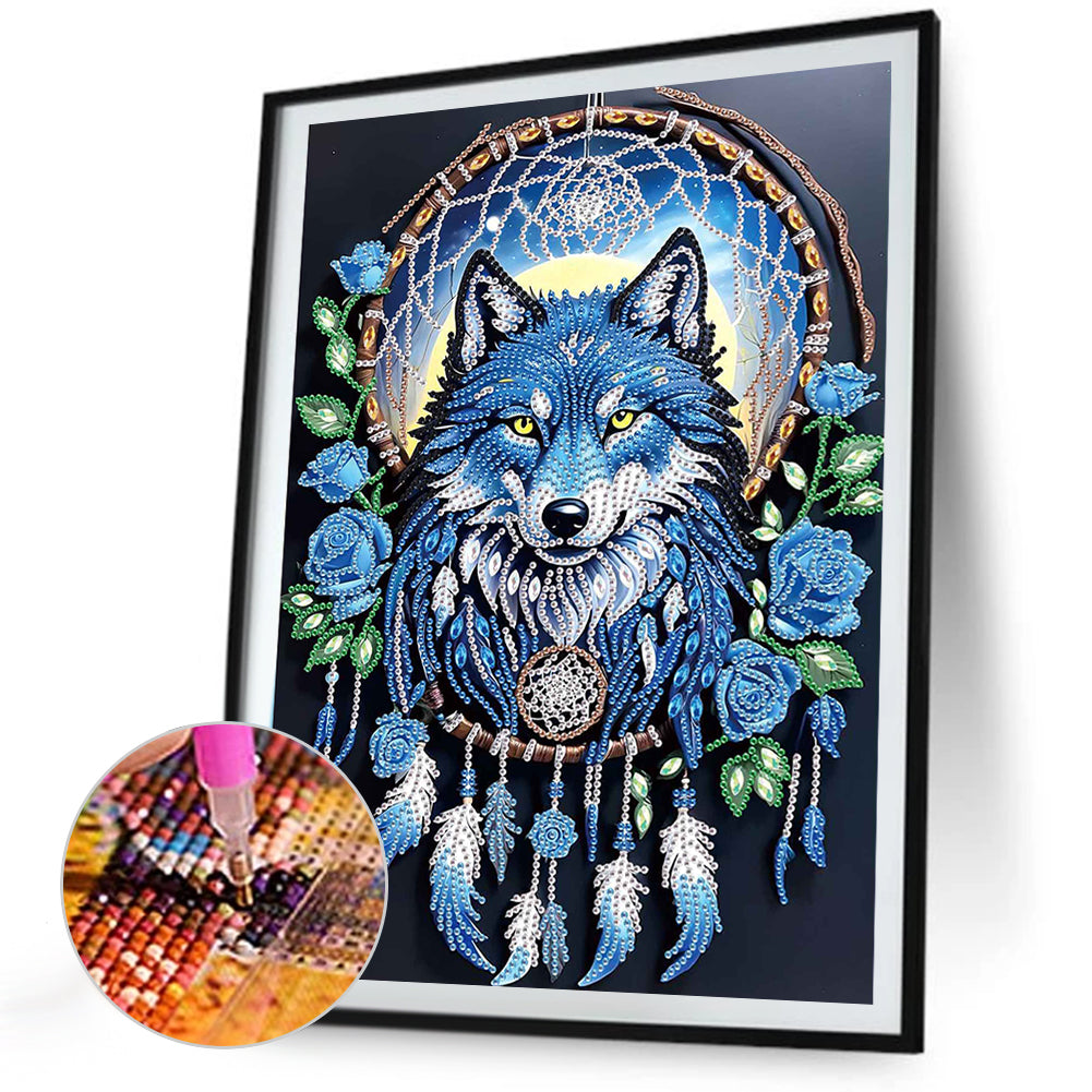 Dreamcatcher Wolf - Special Shaped Drill Diamond Painting 30*40CM