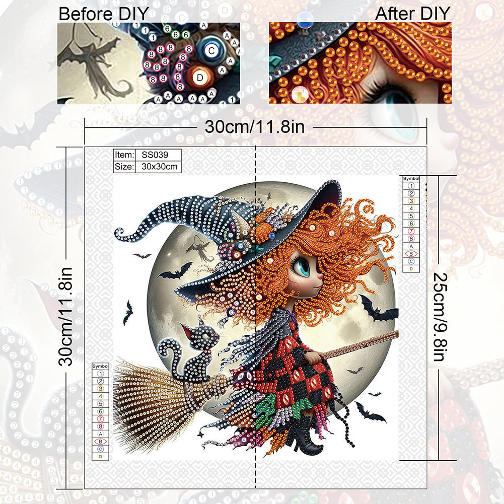 Halloween Witch - Special Shaped Drill Diamond Painting 30*30CM